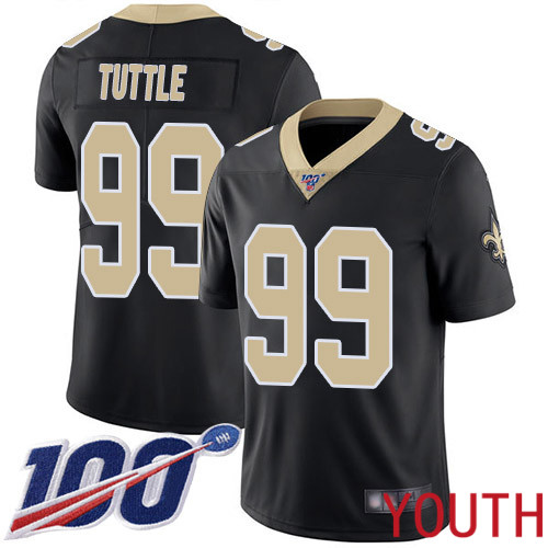 New Orleans Saints Limited Black Youth Shy Tuttle Home Jersey NFL Football #99 100th Season Vapor Untouchable Jersey->youth nfl jersey->Youth Jersey